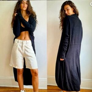 Free People Beach FP Cozy Cuddle Up Cardigan Coverup Size Small Navy Blue